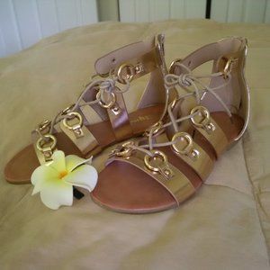 Rose Gold Faux Gladiator Sandals NWOT